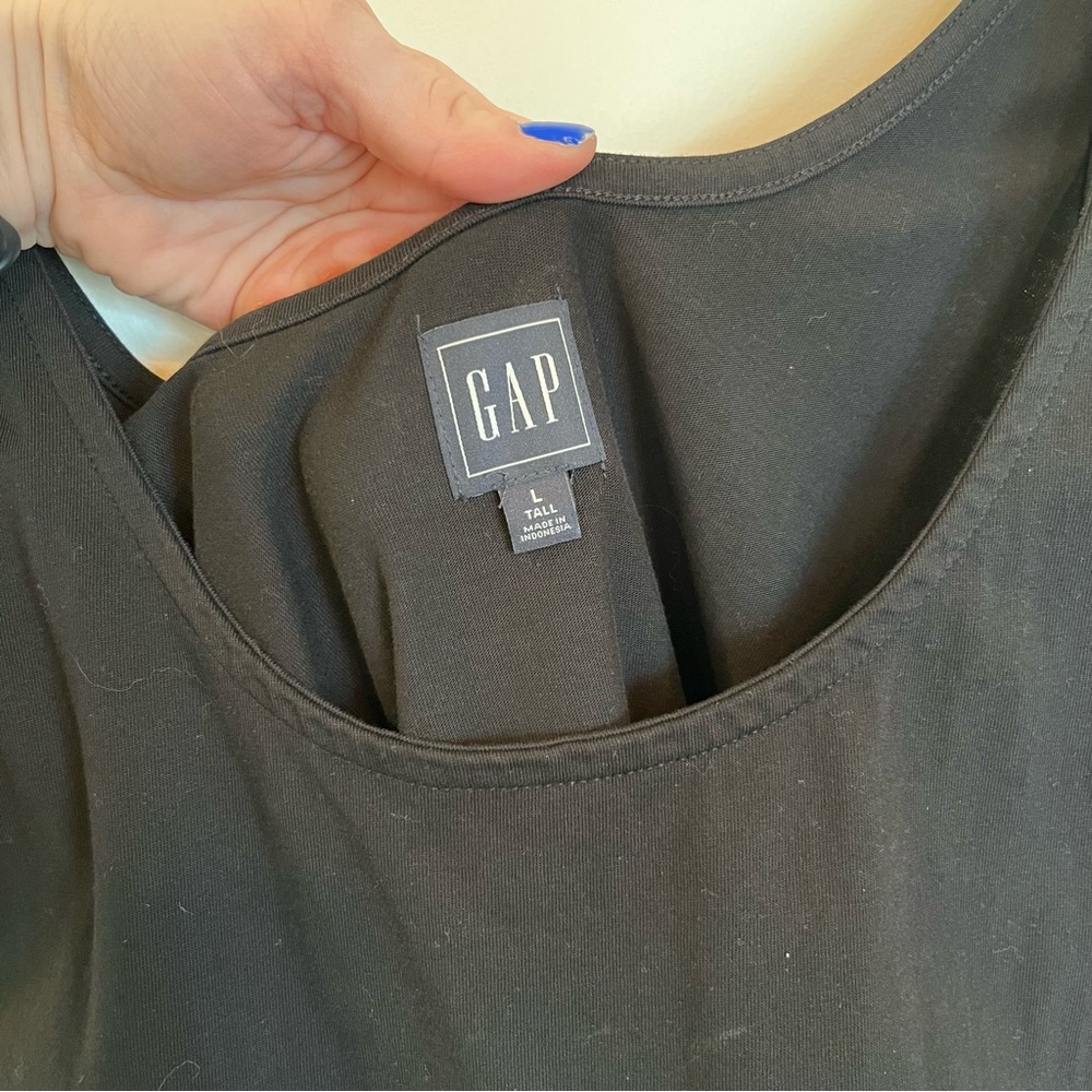 Gap Maxi Dress Large Tall Womens Solid Black Sleeveless - Picture 5 of 6